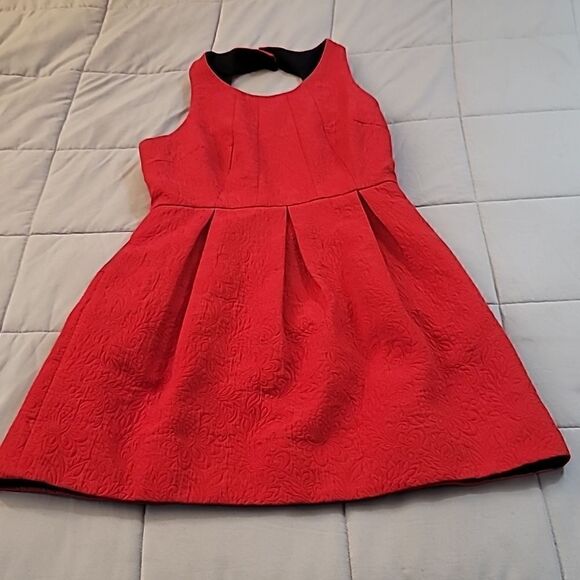 Anthropologie moulinette souers red brocade a-line scoop neck dress - Picture 9 of 13